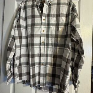 Wrangler Authentics Men’s Plaid Button Down Shirt Gray White Size M NWOT